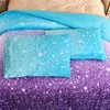 Holawakaka Kids Space Star Glitter Comforter Set Ombre Blue &