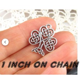 Fashion Jewelry CELTIC KNOT SHAMROCK LUCK Pendant on 18" 925 Plated Sterling Silver Necklace