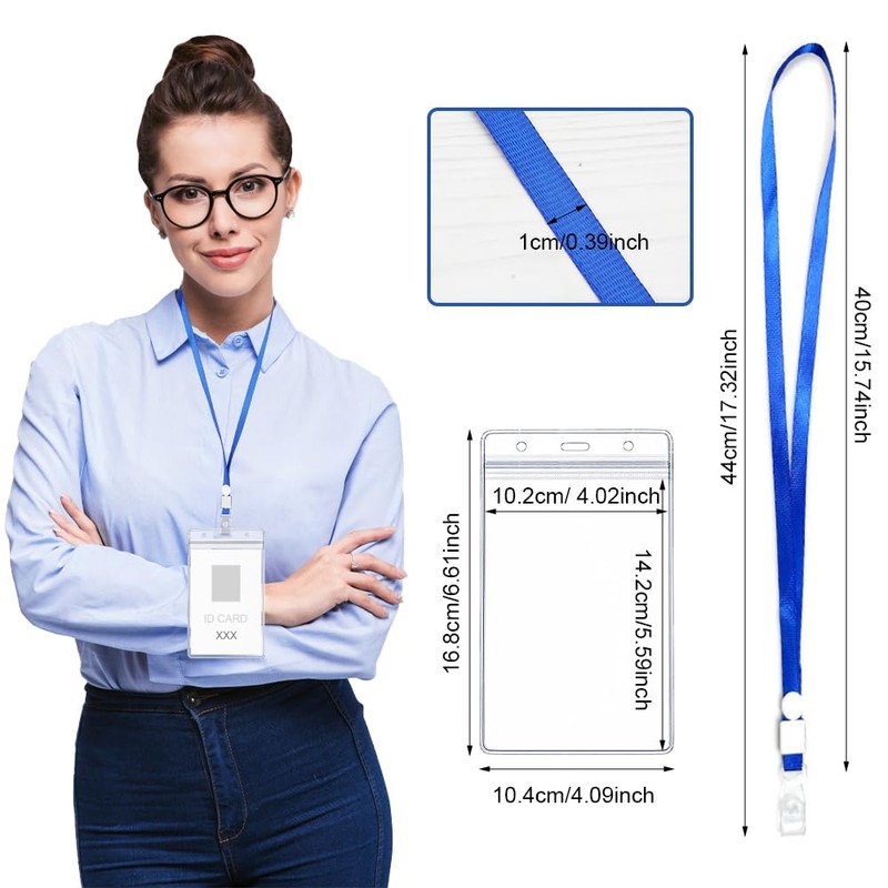 Pack of 6 Card Cases with Lanyard Strap, Large Size