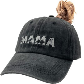 Women's Ponytail Embroidered Baseball Cap Dinomama Dinosaur Mama Mom Vintage Distressed Dad Hat