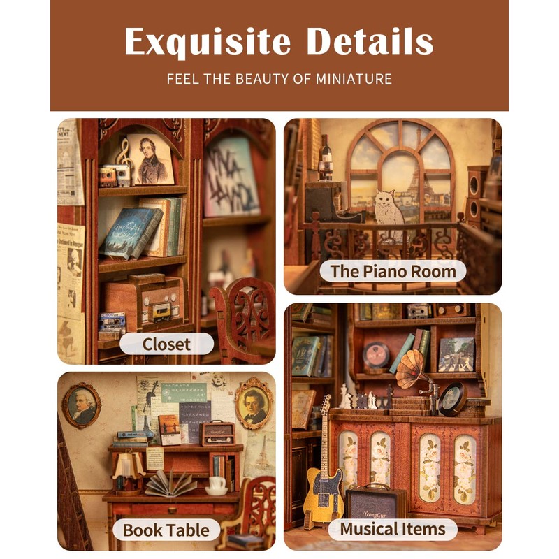 CUTEBEE Book Nook Kit - DIY Miniature House Dollhouse Kit
