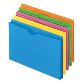 Pendaflex Glow Poly File Jacket, Straight Tab, Letter Size, Assorted Colors, 5/Pack