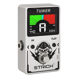 STRICH Chromatic Tuner Pedal, Large Color Screen, True Bypass, Adjustable Drop Key, 430-450 A4, for Electric Guitar and Bass.Tuning Instrument - Bundle: Tuner Pedal+supply