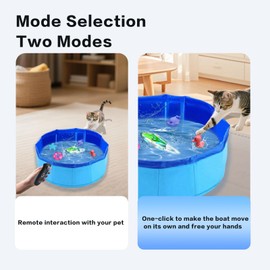ZIGTAIL Cat Pool Toy with Remote Control LED Boat and 4 Fishes, Leak-Proof Kitten Water Play Mat for Indoor Cats, Interactive Cat Toys