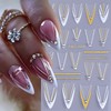 French Line Diamond Nail Art Stickers 3D Self-Adhesive Exquisite Gold