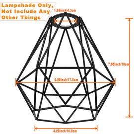 EE Eleven Master Lighting Metal Cage Lampshade for Pendant Light Cord Kit Vintage Lamp Holders Hanging Lighting Cord Fixture Farmhouse Bedroom Dining Room Decoration (3 Packs/Diamond Shape)