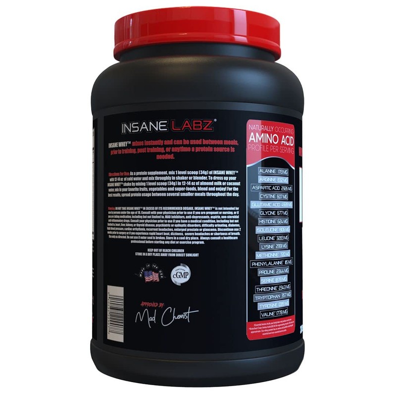 Insane Labz Insane Whey,100% Muscle Building Whey Protein, BCAA Amino