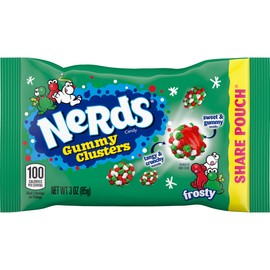 Nerds Frosty Gummy Clusters Share Pouch, Holiday Nerds, Red and Green Gummy Candies, 3 oz