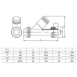 TOMEX 3/4'' Y-Strainer - Clear UPVC Sediment Y-Strainer, True Union, 20 Mesh, Socket Female [Socket 3/4 Inch]