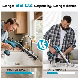 SEESII Electric Caulking Gun 29oz, Cordless Caulk Gun with 2x 2000mAh Battery, Stepless Speed, Anti-Drip, Led Light, Battery Powered Caulking Gun for Filling, Sealing