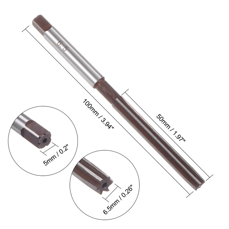QUARKZMAN Hand Reamer 6.5mm Alloy Tool Steel H8 6 Straight
