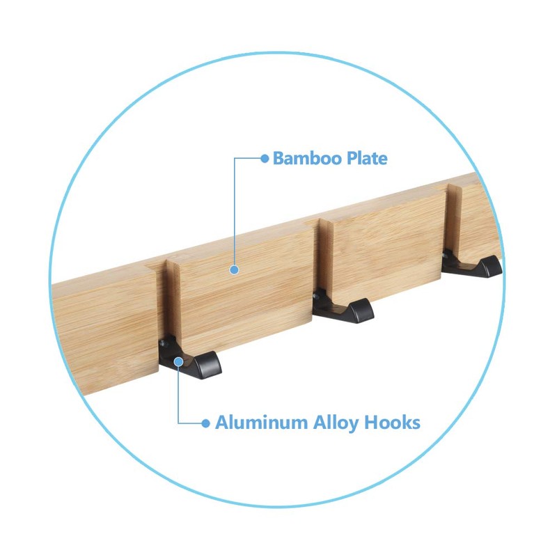 JSVER Wooden Coat Hooks Coat Rack Wall Mounted, Modern Coat