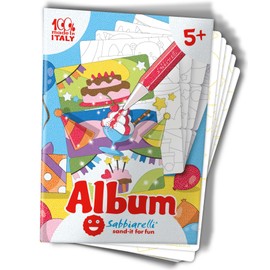 Sabbiarelli Sand-it For Fun Album Party Invitations: 5 Pre-Glued Papers, for Painting with Sand (Sand Not Included), Sand Pictures for Children from 5+