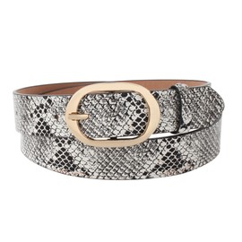 Monique Women Snakeskin Print Skinny Thin Faux Leather Belt Jeans Pants Dress Waist Belt