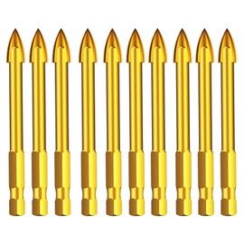 Boxonly 10Pcs Drill Bit Set Carbide Tungsten Tile Glass Ceramic Cross Spear Head Drill Bits 5mm
