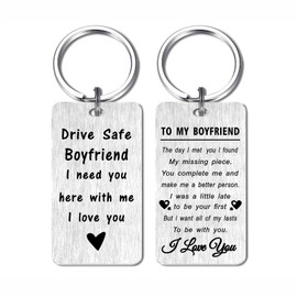 CPLJW Drive Safe Boyfriend Gifts - Gifts for Him - Drive Safe Boyfriend I Need You Here With Me I Love You Mens Keychain Birthday Anniversary Valentines Day Presents