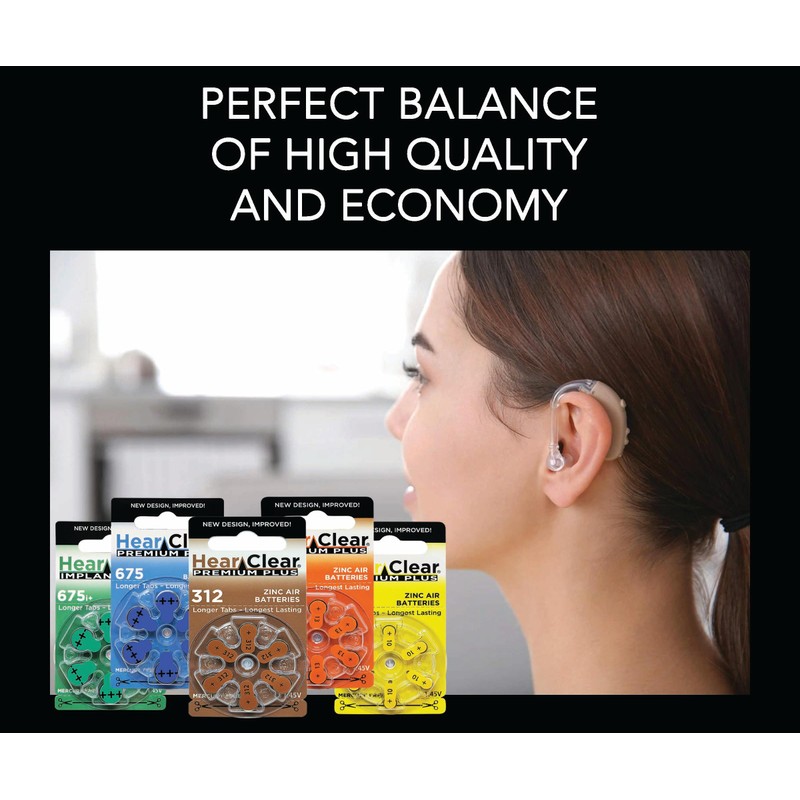 HearClear Size 312 PR41 Hearing Aid Batteries Brown Tab (30