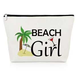 Beach Lover Gift Makeup Bags Beach Themed Gifts for Friends Sister Coworker Beach Holiday Gifts Cosmetic Bag Funny Vacation Gifts Birthday Christmas Graduation Gift for Trip Lover Travel Makeup Pouch
