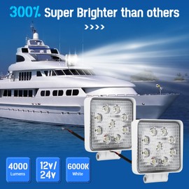 Goottan Led Boat Lights, Deck Dock Marine Lights Waterproof Flood Light, 4inch, 12/24 V Led Light for Boat,Pontoon,Fishing(2 PCS)