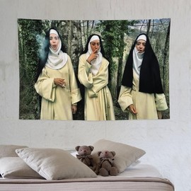 nuns smoking weed Tapestry Decorative Wall Mural Aesthetics For Room Room Decor - Color:  40x30in/102cm(width) x 76cm(height