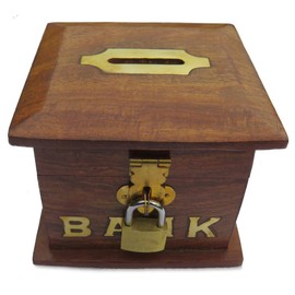 Purity Small Wooden Piggy Bank Money Box With Lock