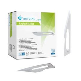 Krystal Disposable Carbon-Steel Scalpel Blades, Sterile, Individually Foil Wrapped. Dental, Surgical, Hobby, Craft & More - 100/box (# 10)