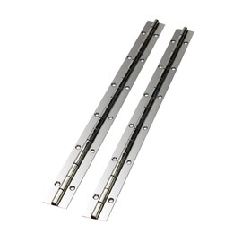2 Pack Continuous Piano Metal Hinge, Hoopever 300x38x1mm Stainless Steel Long Hinge 270 Degree Open Heavy Duty Furniture Hinge for Pianos, Cabinet, Doors, Large Windows, Boats, with Hole, Chrome