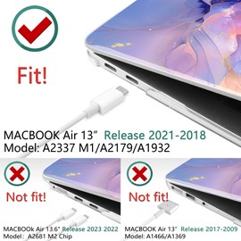 TWOLSKOO for MacBook Air 13.3 inch Case 2021 2020 2019 2018 Release M1 A2337 A2179 A1932 with Touch ID, Plastic Hard Shell Case & Keyboard Cover & Type C Adapter, Blue Marble