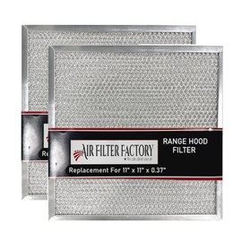 Air Filter Factory 11 x 11 x 0.37 Inches Range Hood Aluminum Mesh Grease Vent Stove Filter 2-Pack