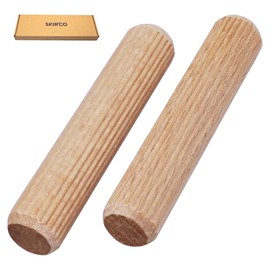 SKIR'CO (Pack of 25) Wooden Dowels 16x95mm Grooved Wood Dowels Fluted Pins for Furniture Grooved Dowels