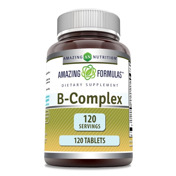 Amazing Formulas Vitamin B Complex 100Mg or Mcg Doses of 11 Key Nutrients | 120 Tablets Supplement | Non-GMO | Gluten Free | Made in USA
