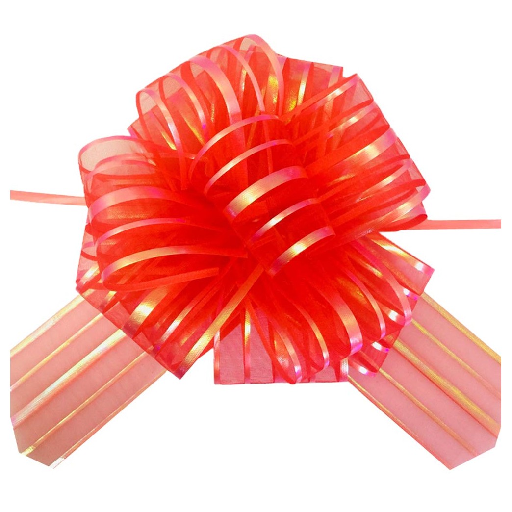 OZXCHIXU 20 Pieces Large Organza Pull Bows Gifts Wrapping Bows for Christmas Easter Gift Baskets, Wedding Party Decor, 6 Inches Diameter(Red)