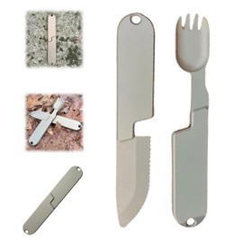 2 in 1 Camping Utensils Set, Detachable Pocket Wilderness Fork and Spoon Tool, Reusable Magnetic Camping Utensils Set, Portable Campings Utensils for Backpacking, Fishing, and Outdoor Adventures