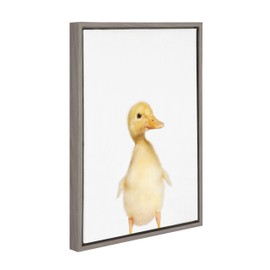 Kate and Laurel Sylvie Duck Framed Canvas Wall Art by Amy Peterson, 18x24, Gray