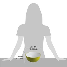 Omada Design Bowl of 123,18 fl oz(3,5 lt), Diameter 10,43 inch(26,5 cm), White Inside and Colored Outside, Sanaliving Line