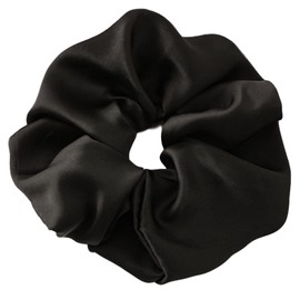 SCRMROIA Oversized Scrunchies, 7.8inch /20cm Extra Large Hair Scrunchie, Soft Silk Satin Scrunchy, Donut Hair Ties, Elastics Leopard Hair Bands, Jumbo Fluffy Cloud (Classic Black)
