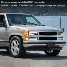 MOVOTOR LED Headligh with Welcome DRL,Right Passenger Side/OEM Fitment,500% Bright Anti-glare Hi/Lo Beam,Plug N Play,Fit 88-98 Chevy GMC C/K1500 2500 3500 Silverado Suburban Tahoe