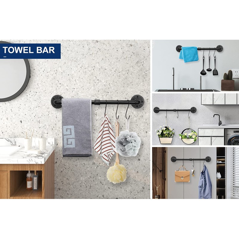 NearMoon 4 Pieces Industrial Pipe Bathroom Hardware Set, Include 18
