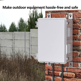 Outdoor Electrical Box with Thermostat and Fan, Ventilated Design, Cable Grommets, Indoor/Outdoor Use with Mounting Panel. (Grey Cover, 17.7"x13.7"x7.9")
