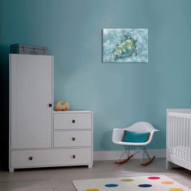 YJYart Bathroom Wall Decor Canvas Wall Art for Bedroom Sea Turtle Pictures Blue Coastal Room Decorations Artwork Green Turtle Wall Decorations 16” x 24”