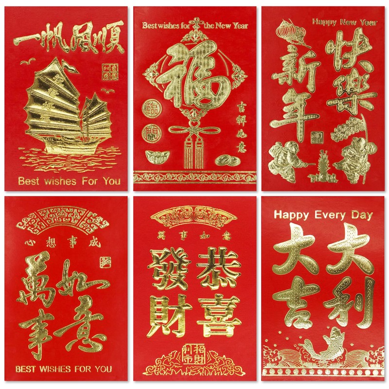 72 Traditional Chinese New Year Red Envelopes 2024 Year of