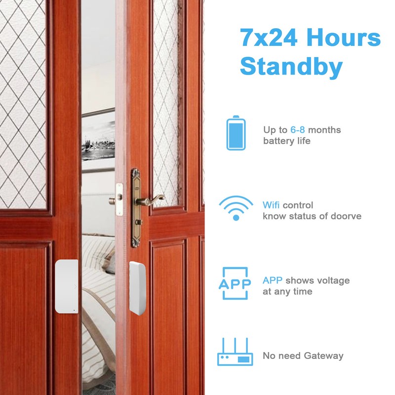 Wireless Door Sensor Smart 2.4GHz WIFI App Push Alarm Portable