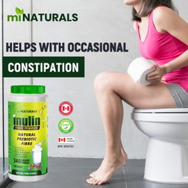 Pure Inulin Fiber Powder Natural Prebiotic Fibre Supplement, Clear and Taste Free, Increases good bacteria, Made from Chicory Root - 106 DOSES - 340 grams - by miNATURALS