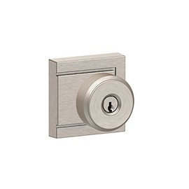 SCHLAGE F51A BWE 619 ULD Bowery Knob with Upland Trim Keyed Entry Lock, Satin Nickel