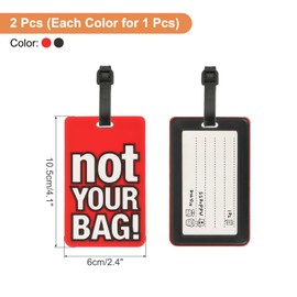 PATIKIL Luggage Tags (Not Your Bag), 2Pcs PVC Funny Travel Baggage Bag Tags Suitcase Identifier Labels for Women Men, Black/Red
