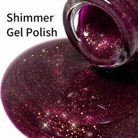 Firedeep Glitter Purple Gold Gel Nail Polish, 16ml Deep Gold Purple Sparkle Gel Polish UV/LED Soak Off Nail Polish for Winter Nail Art DIY Manicure 1PCS