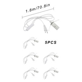 LNGJIN Set of 5 E14 Lamp Sockets, Lamp Holder with Cable 1.8 m, Lamp Socket with Cable and Switch, E14 Socket, Cable with Lamp Holder, E14 Socket White with Cable, for Chandeliers, Pendant Lamps