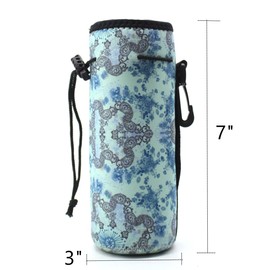 ALEIFLE Water Bottle Carrier,Insulated Neoprene Water Gym Travel Bottle Holder Bag Protector Sleeve Case Pouch Cover 0.6L or 0.75L, Great for Stainless Steel and Plastic Bottles (Blue)