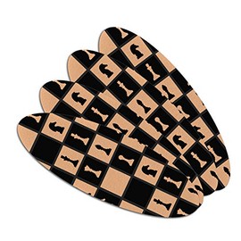 Chess Board Pieces Pattern Double-Sided Oval Nail File Emery Board Set 4 Pack