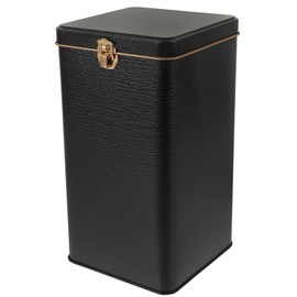 Luxshiny Empty Tin Box with Lid Tinplate Tea Canister Vintage Cookie Box Biscuit Storage Containers Square Metal Loose Leaf Tea Jars Tea Bags Organizer for Coffee Sugar Black